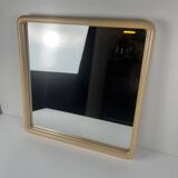 Square plastic mirror with rounded edges, cream, 1970s/80s.