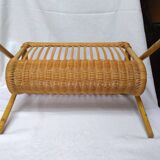 Porte revue en rotin vintage