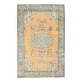 6x9 Shades Of Orange & Blue Vintage Rug, 186x289Cm