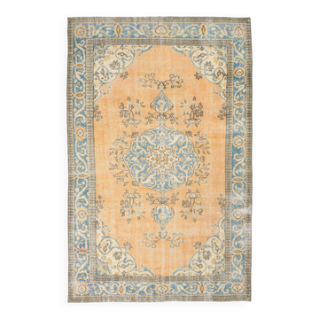 6x9 Shades Of Orange & Blue Vintage Rug, 186x289Cm