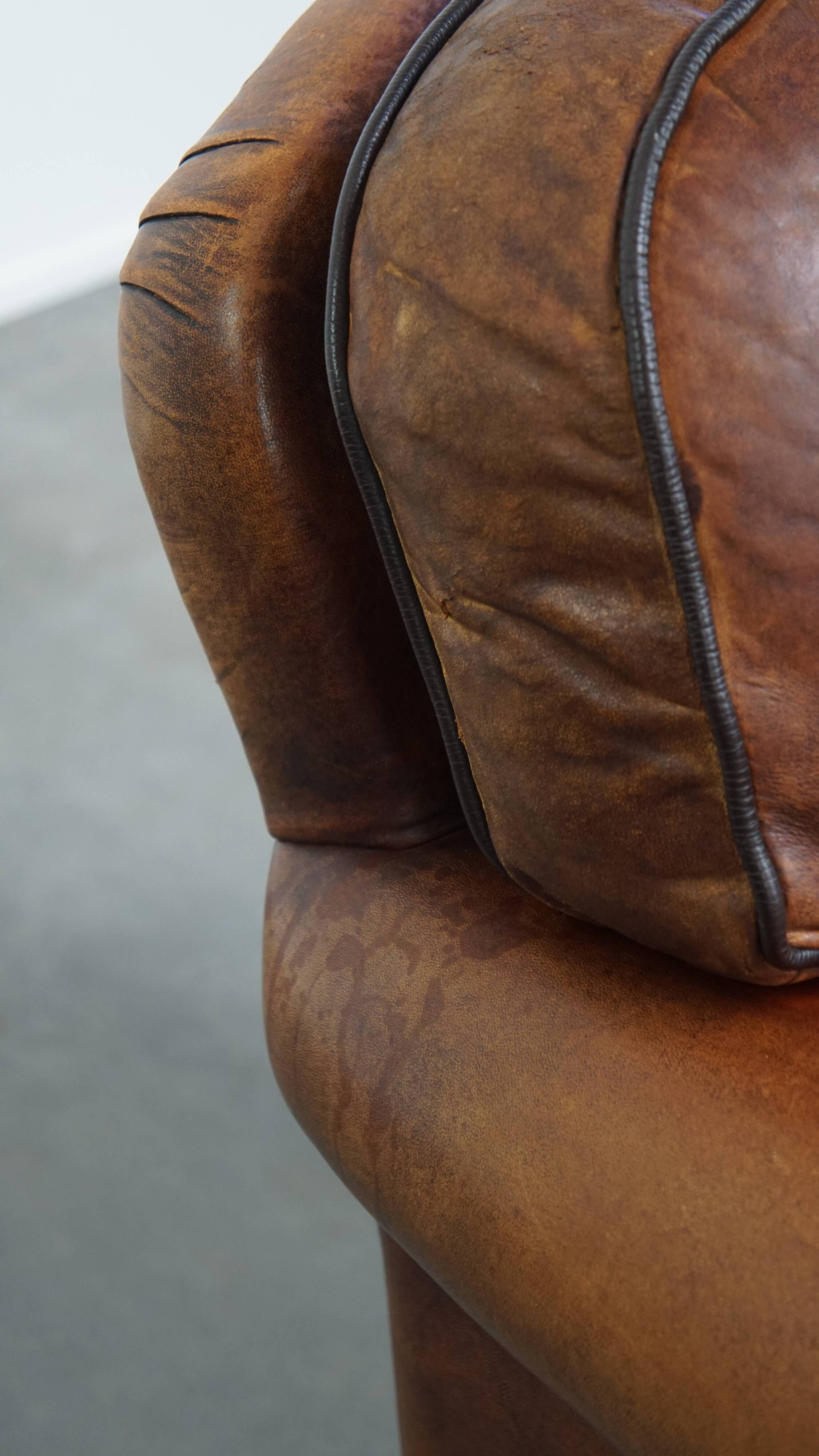 Fauteuil en cuir de mouton de style anglais