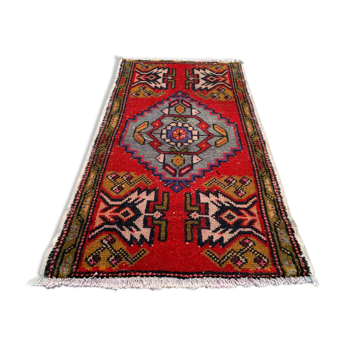 Small Vintage Turkish Rug 95x55 cm, Short Runner, Tribal, Shabby Chic