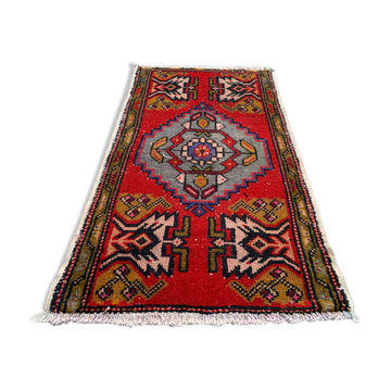 Small Vintage Turkish Rug 95x55 cm, Short Runner, Tribal, Shabby Chic
