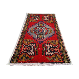 Small Vintage Turkish Rug 95x55 cm, Short Runner, Tribal, Shabby Chic