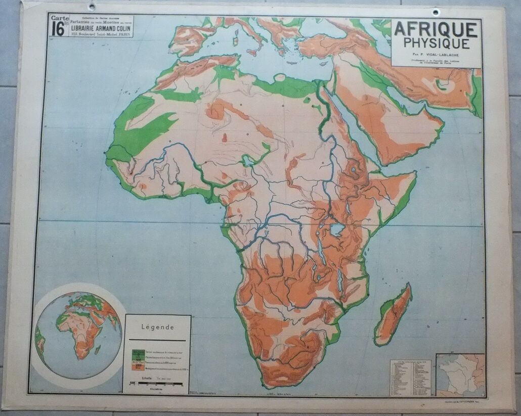 Vidal Lablache Afrique geographical No. 16 school map