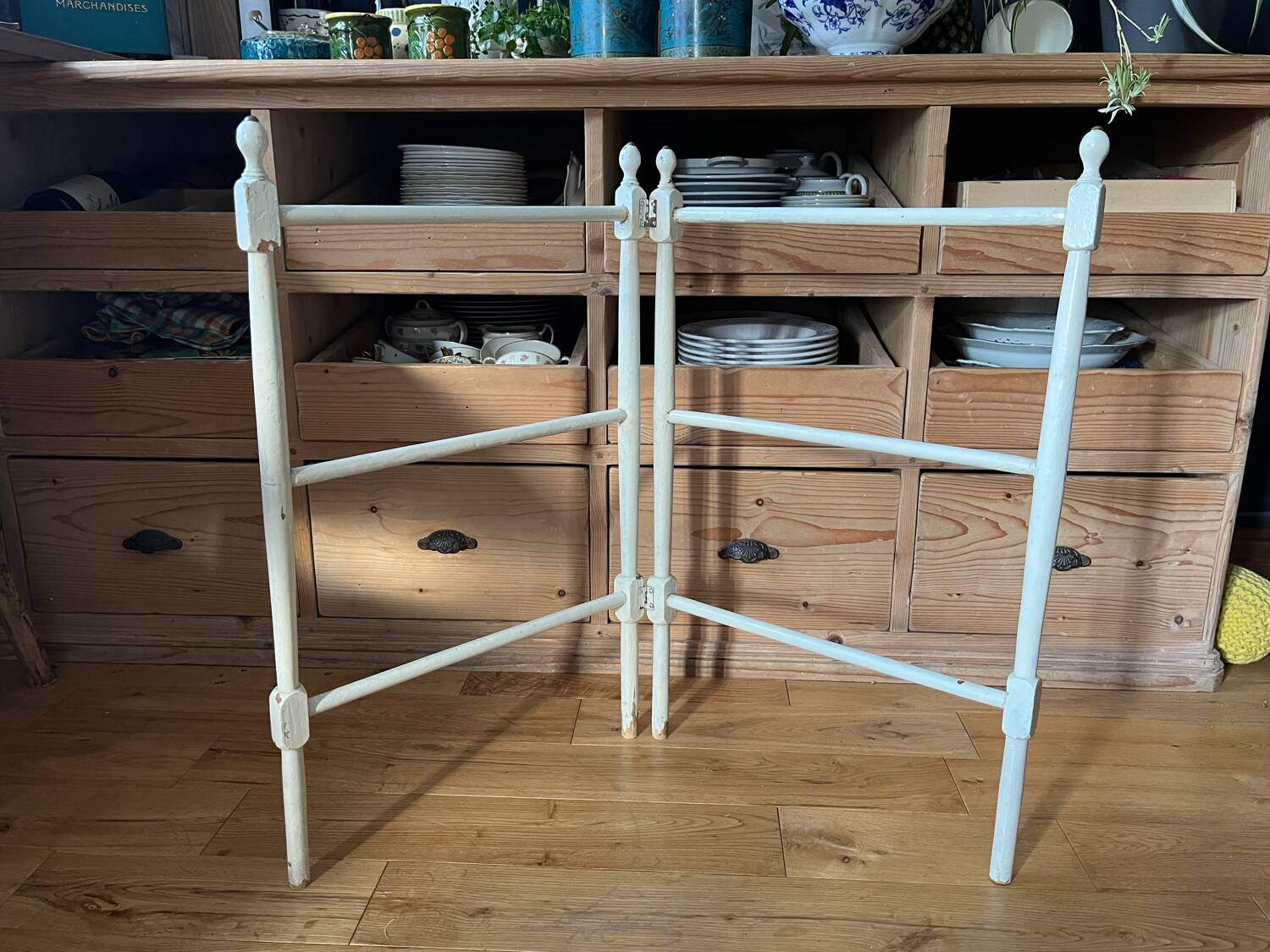 Old wooden towel rack