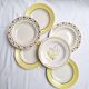 Vintage yellow soup plates from Moulin des Loups, Gien, Sarreguemines