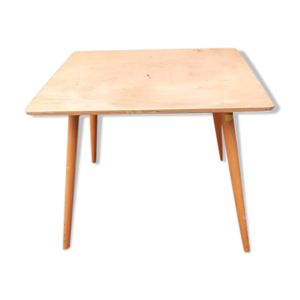 Table d'appoint bois pieds compas 1960