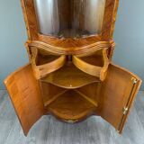 Corner display case in marquetry, 20th century