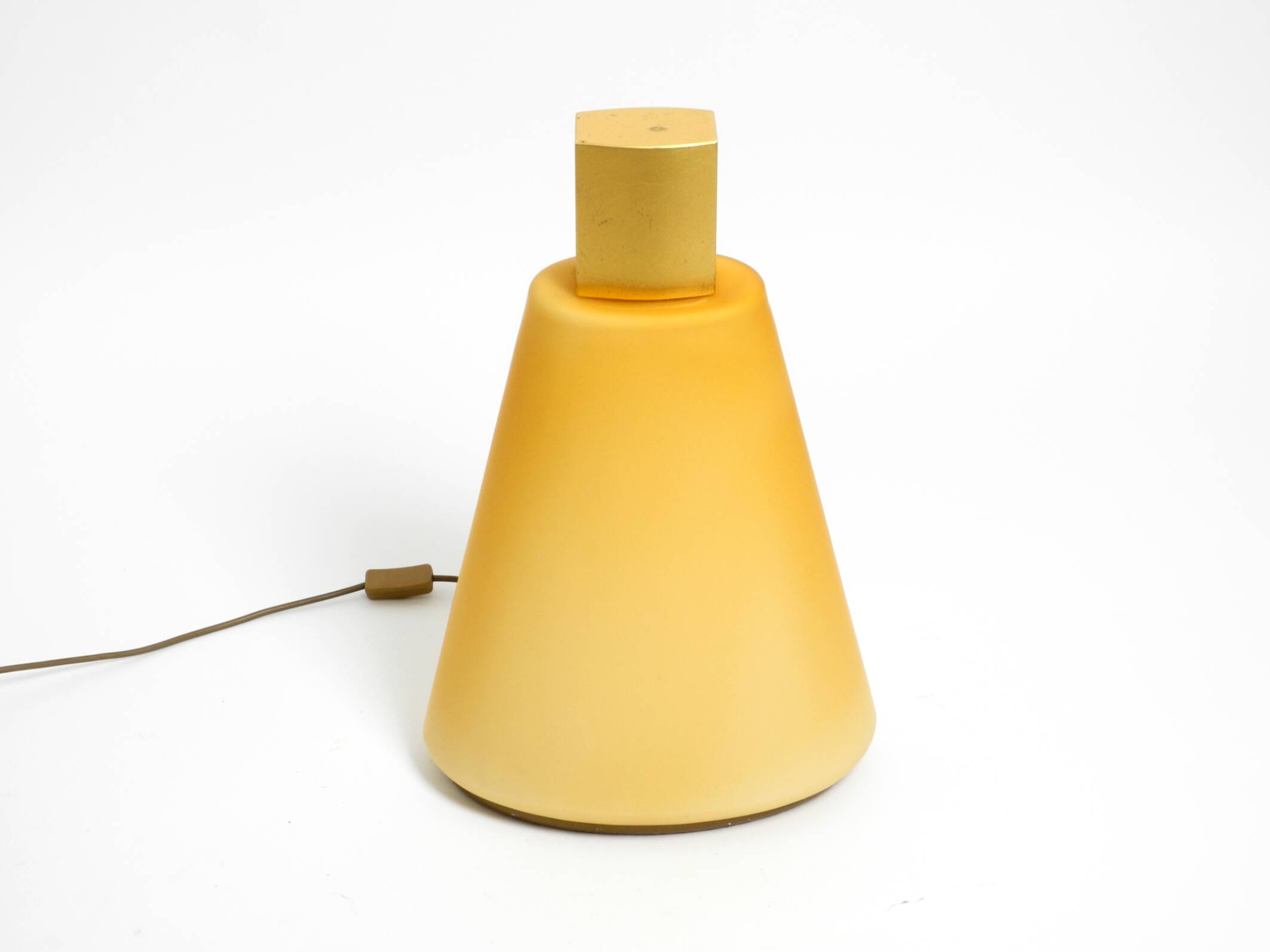 Large 1990s postmodern design floor or table lamp made of colored glass