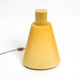 Large 1990s postmodern design floor or table lamp made of colored glass