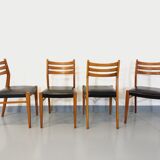 Suite of 4 scandinavian wooden chairs and skai from the 50/60s