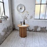 Hexagonal console table guéridon Regain pine 1970