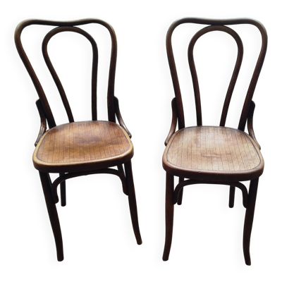 Paire de chaises bistrot en bois courbé fischel - wissembourg