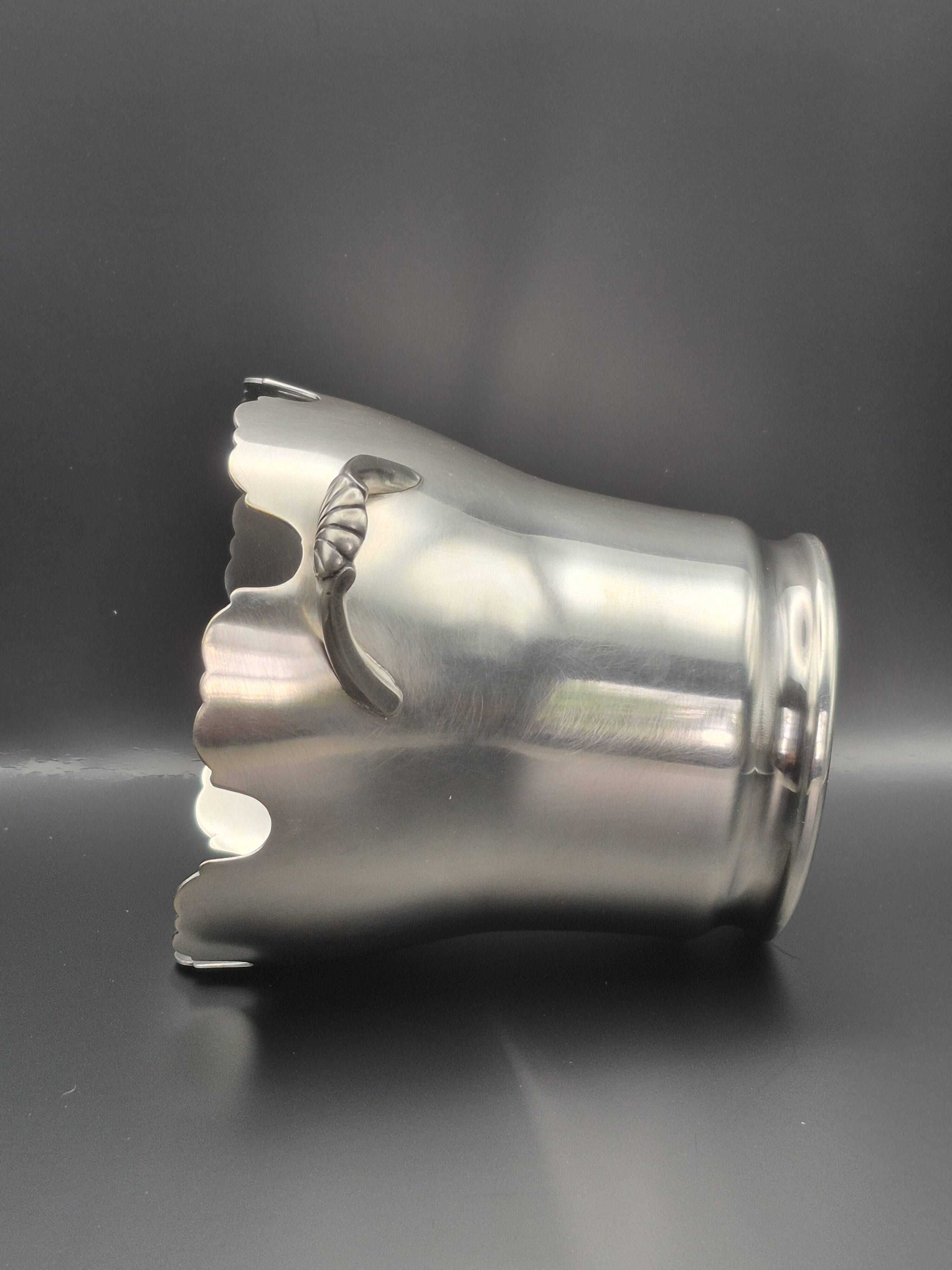 Elegant ice bucket/scoop, silver-plated with square hallmark - A 321