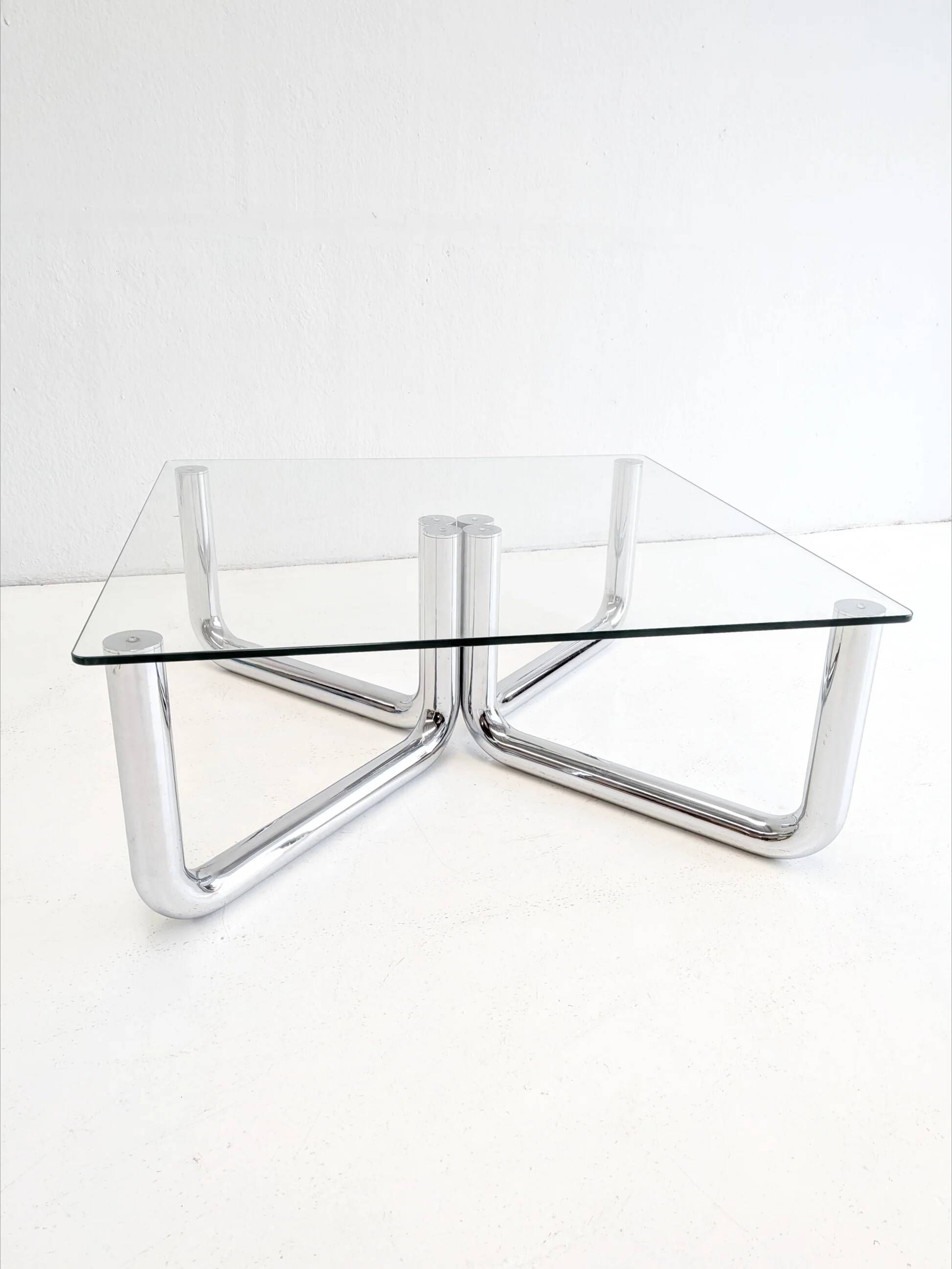 Space age chrome & glass coffee table 1970s