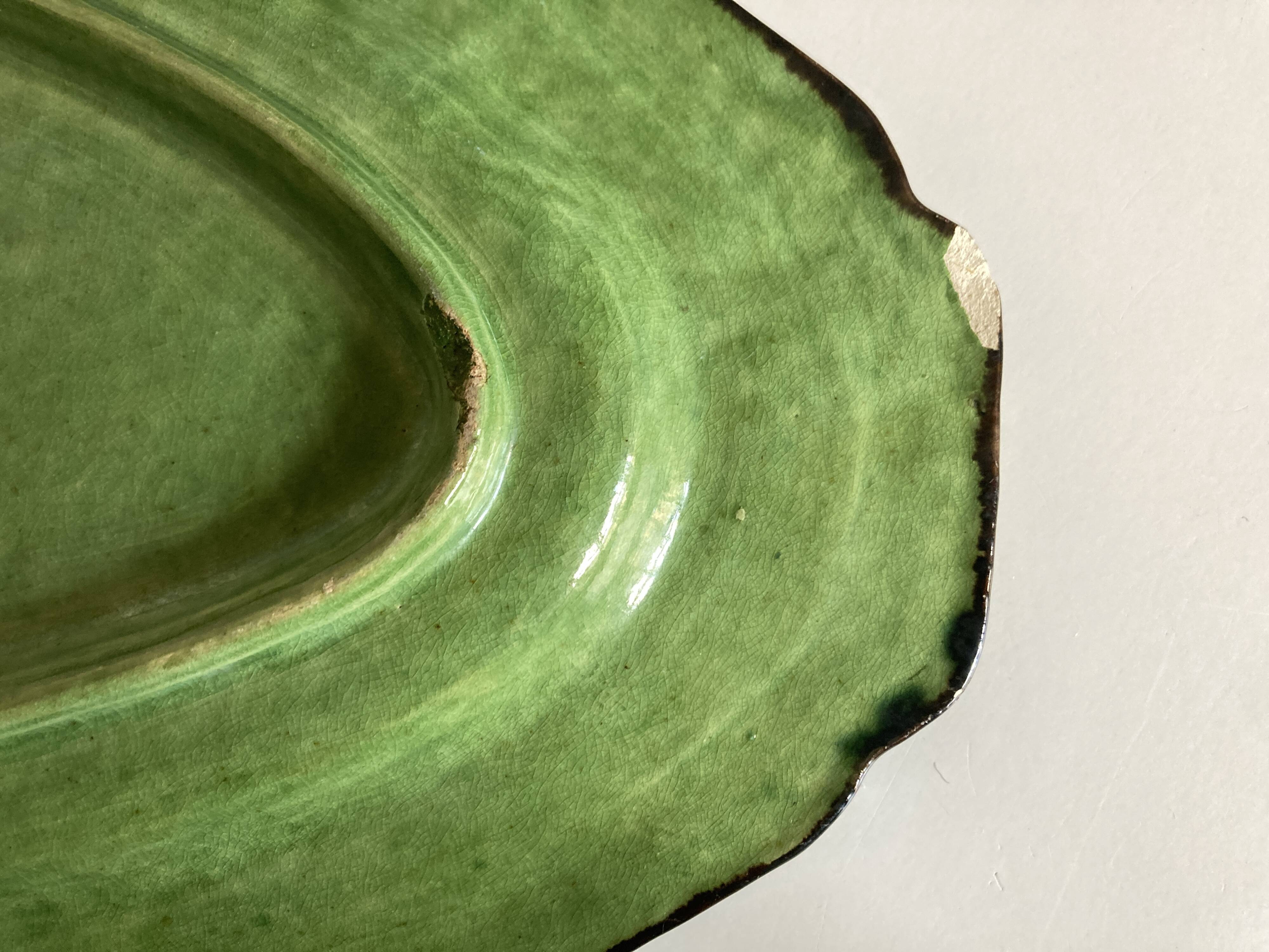 Dieulefit XXXL glazed earthenware dish with fluting 1950