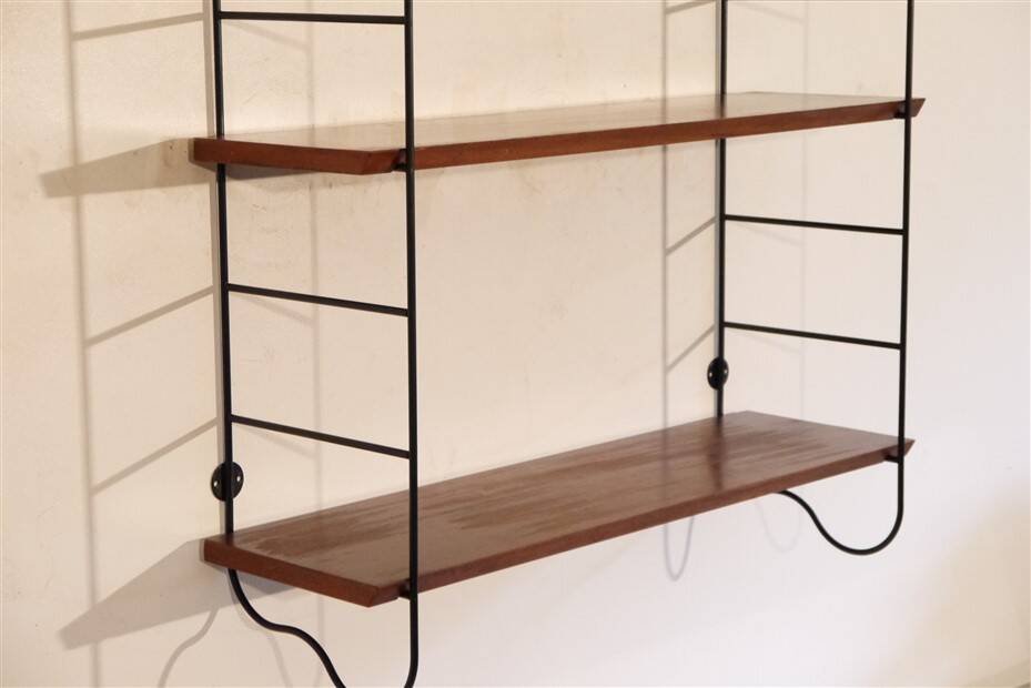 Vintage teak and metal shelf 1960