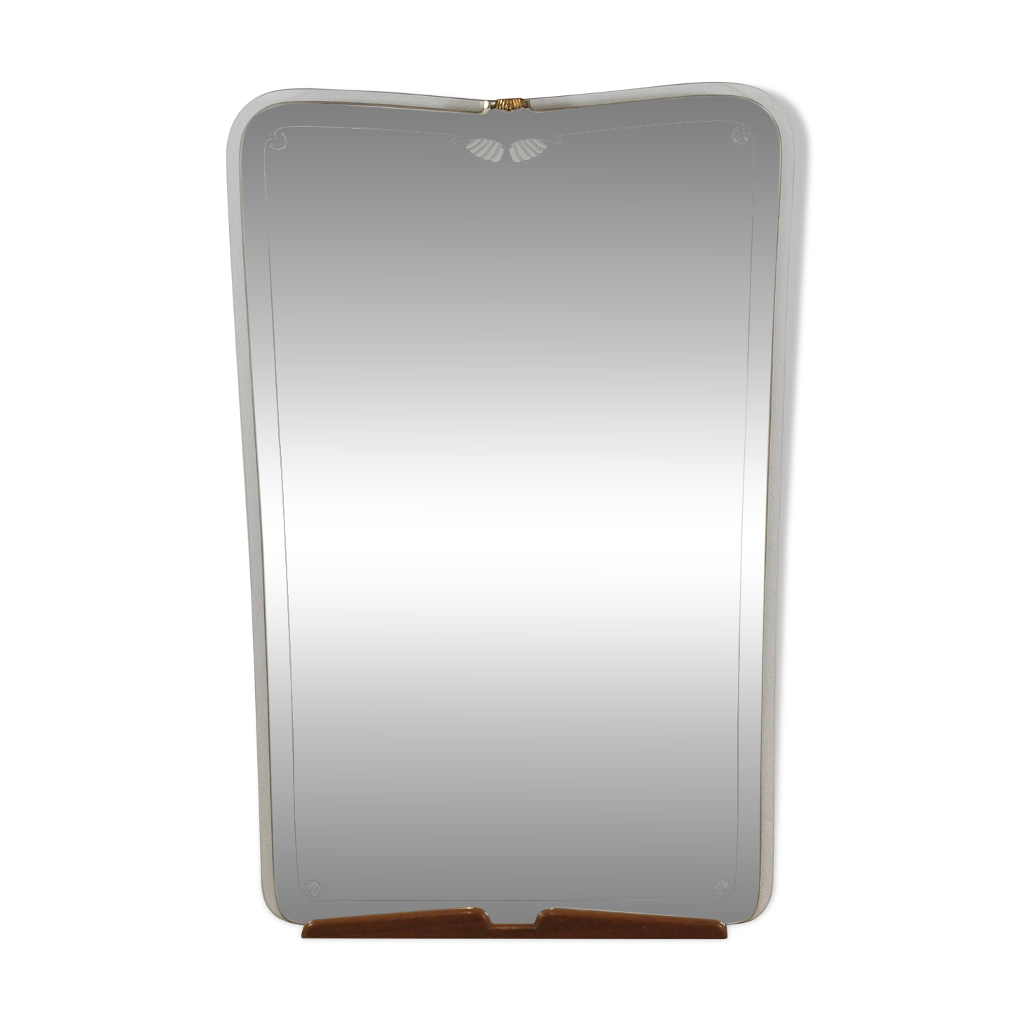 Large Wall Mirror Paolo Buffa Cherry and Brass, Italy, mid-century, circa 1940