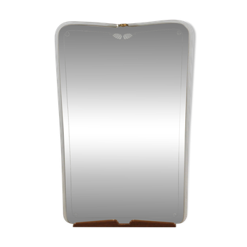 Large Wall Mirror Paolo Buffa Cherry and Brass, Italy, mid-century, circa 1940