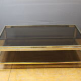 Coffee table with double trays in chrome and gold around 1970