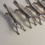 Set de 6 portes couteaux chevaux en chrome argenté- vintage