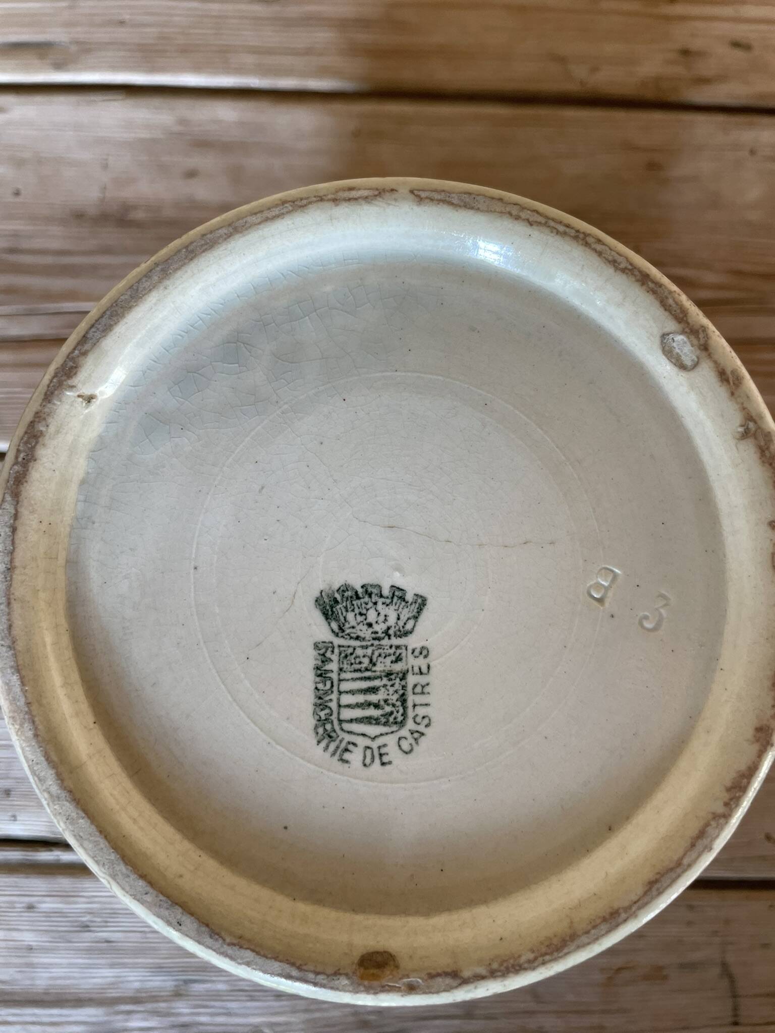 Old green checkered pitcher from the Castres Earthenware Factory