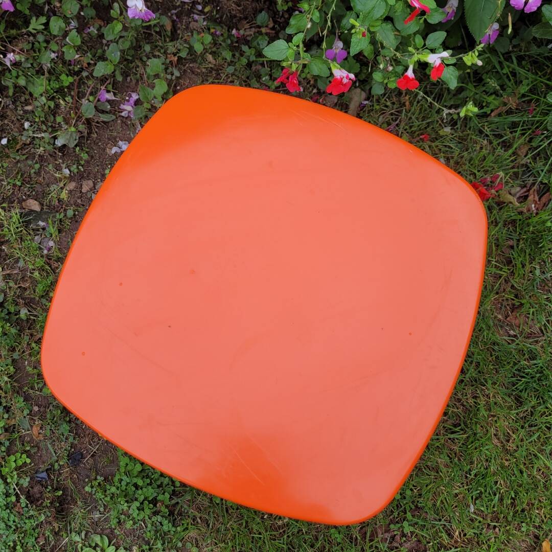 Orange seventies stool/ vintage/ decoration