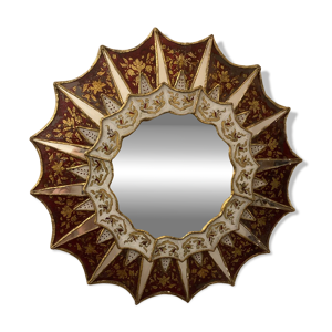 Miroir sunburst à fleurs