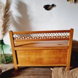 Oak and rattan chest bench 1960