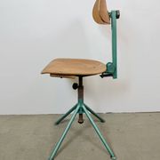 Chaise d'atelier industrielle verte foncée, années 1950