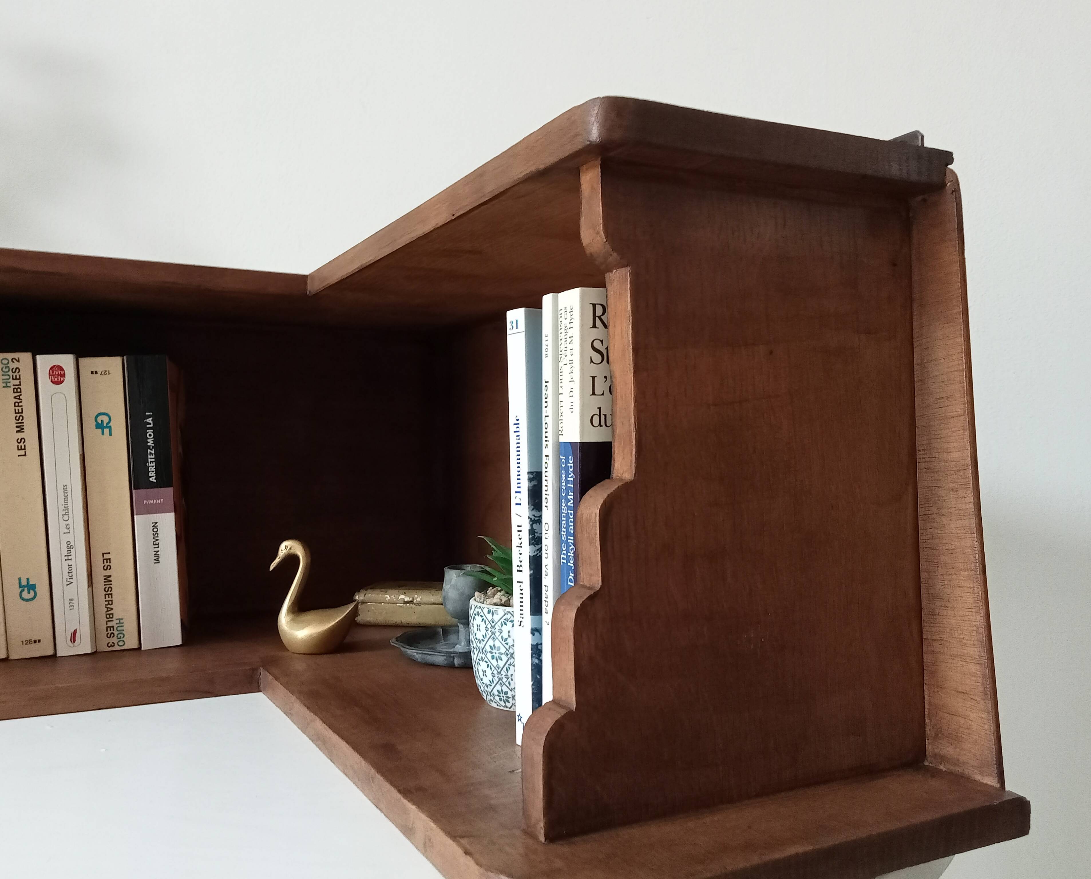 Vintage oak corner wall shelf