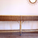 Double planter in wicker and rattan