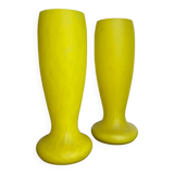 Pair of Art Deco yellow glass paste vases