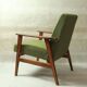 Fauteuil scandinave boucle eucalyptus vert oryginal model 1970 rénové chaise de salon moderne design milieu du siècle