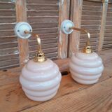 Blown glass swan neck wall lights