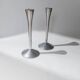 Set of 2 vintage candle holders - stainless steel, Space Age design - Italy 1970s