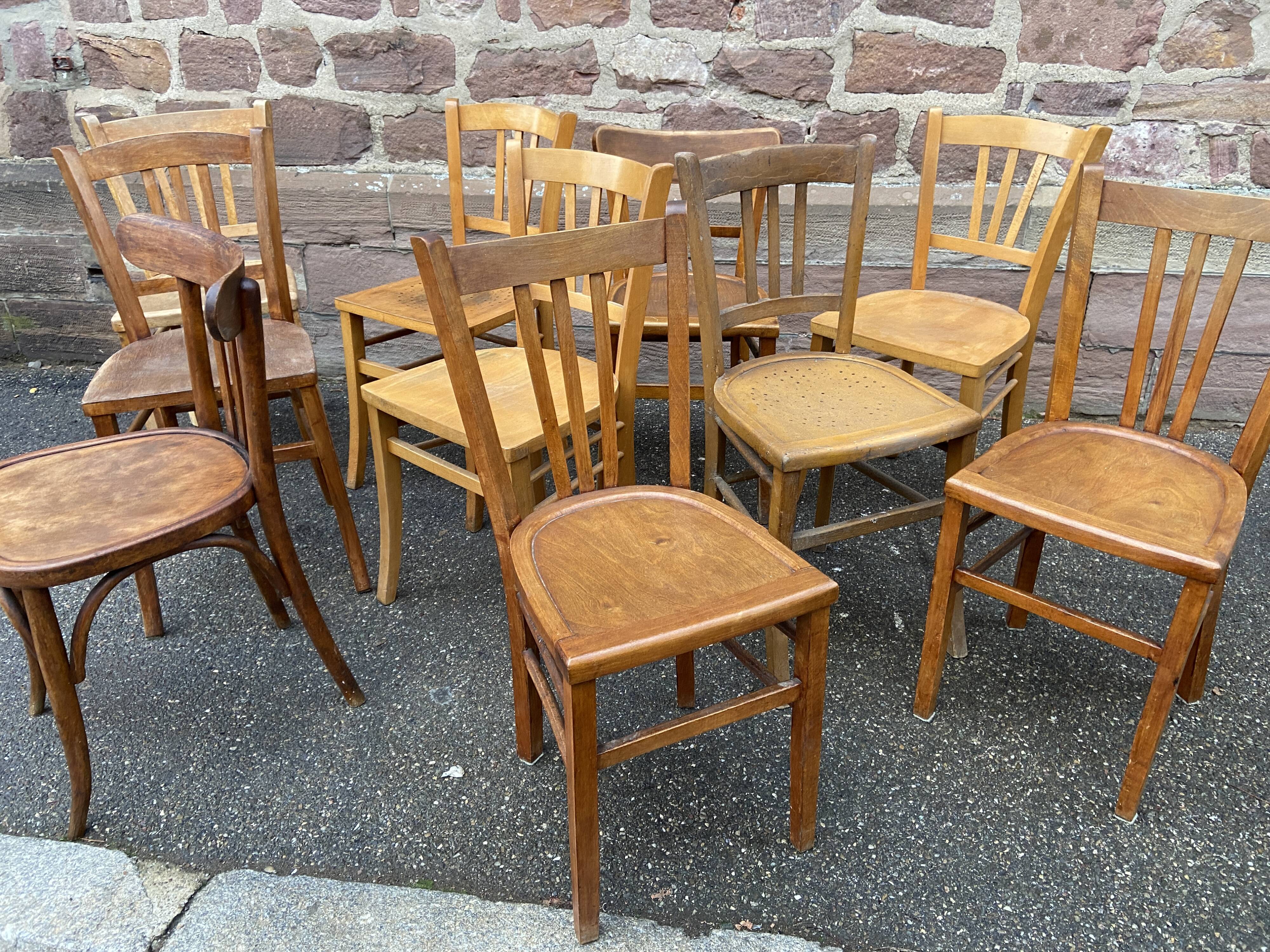 Set of vintage mismatched bistro chairs
