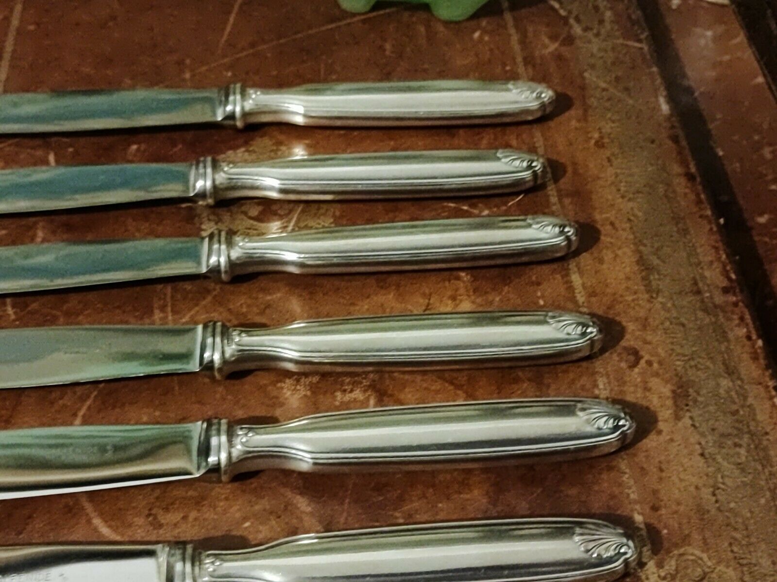 Set of 12 silver metal knives brand Alfénide with their case