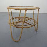 Italian Bamboo & Glass Coffee Table, 1950s