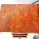 Bedside table with large flap top in burl walnut