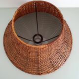 Woven rattan pagoda lampshade - 1970s