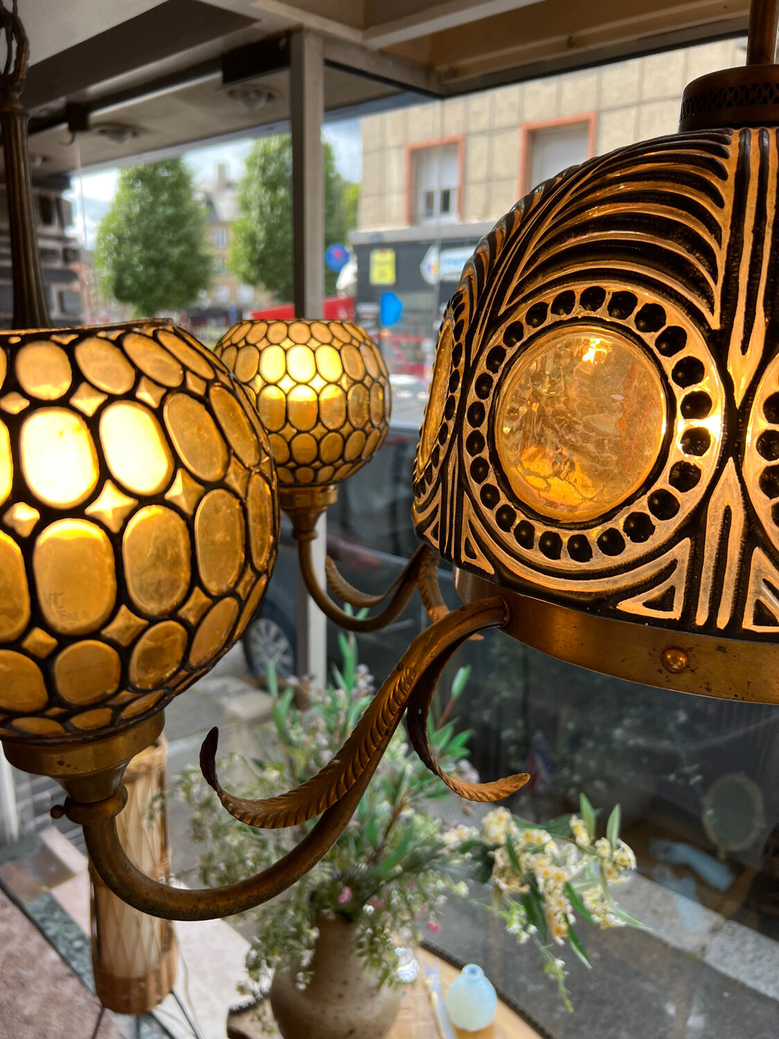 Chandelier 80s mosaic glass