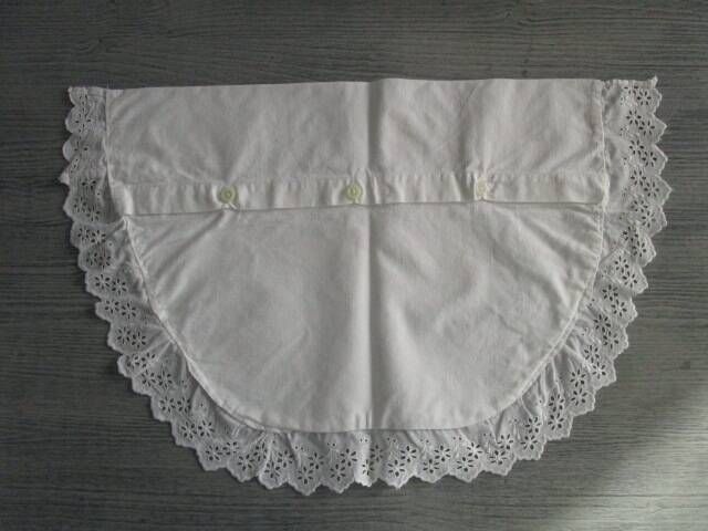 Antique embroidered crescent-shaped cradle pillowcase