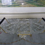 Aperitif servant, sauce, with 3 glass ravines and gold metal support - Design - 60s