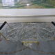 Aperitif servant, sauce, with 3 glass ravines and gold metal support - Design - 60s