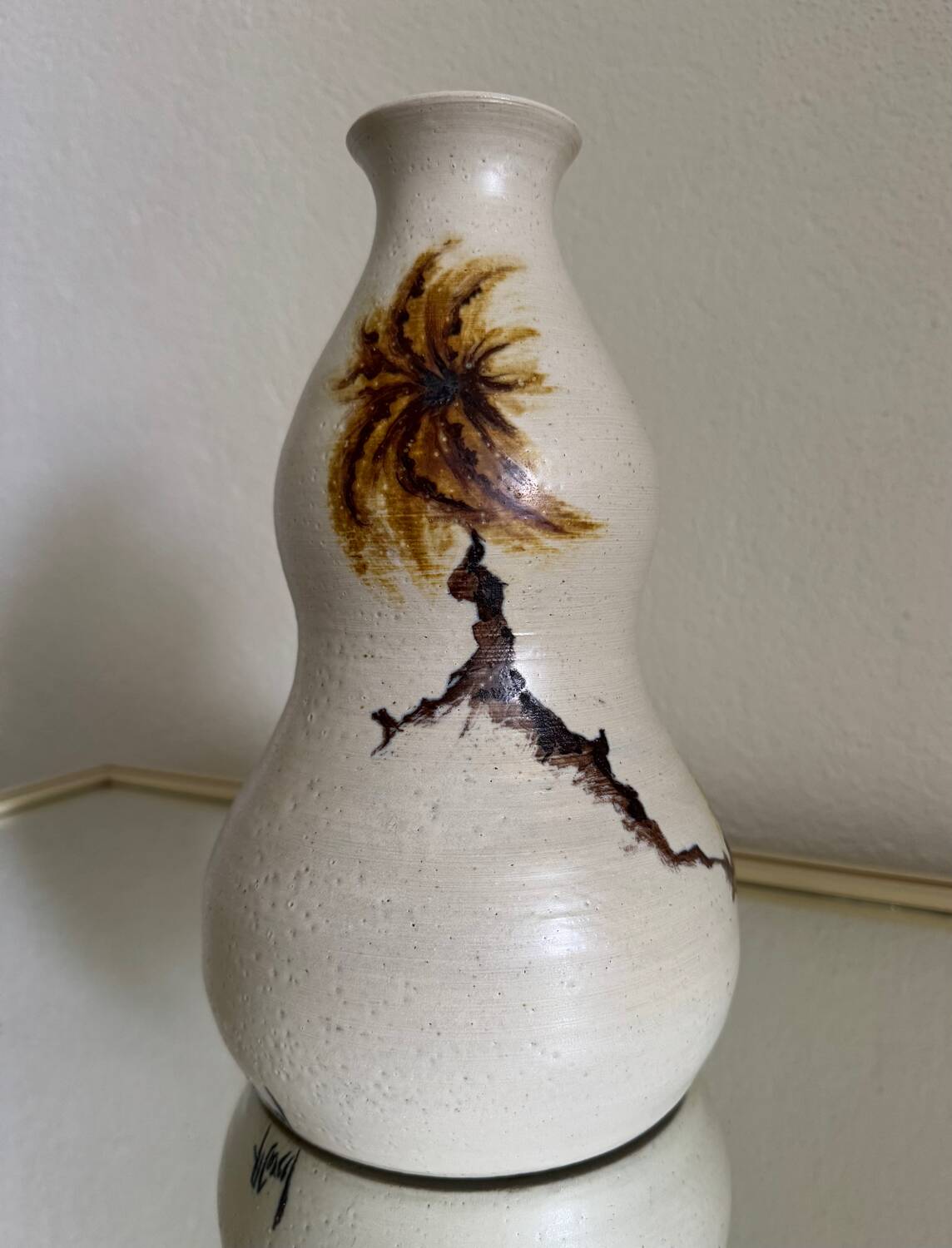 Chouzet stoneware double gourd vase from the 70s
