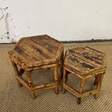 Pair of small side tables / Rattan sofa ends