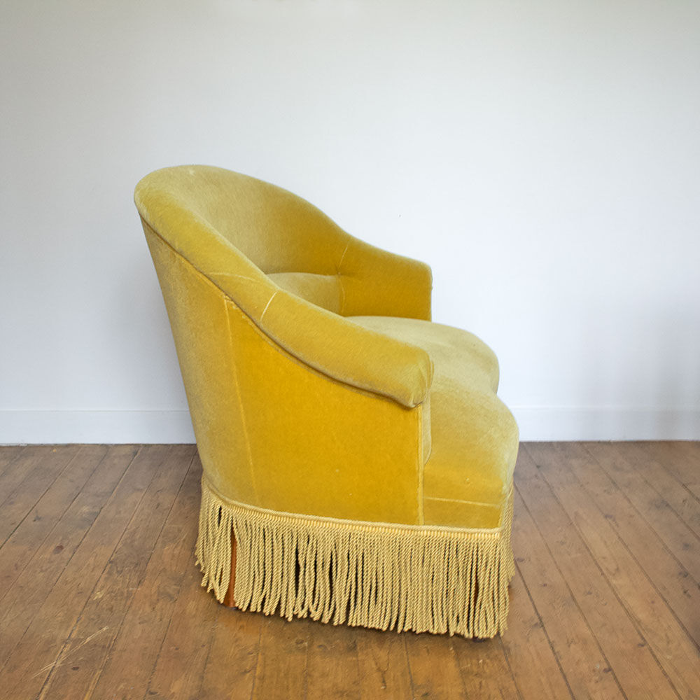 Mustard velvet toad bench