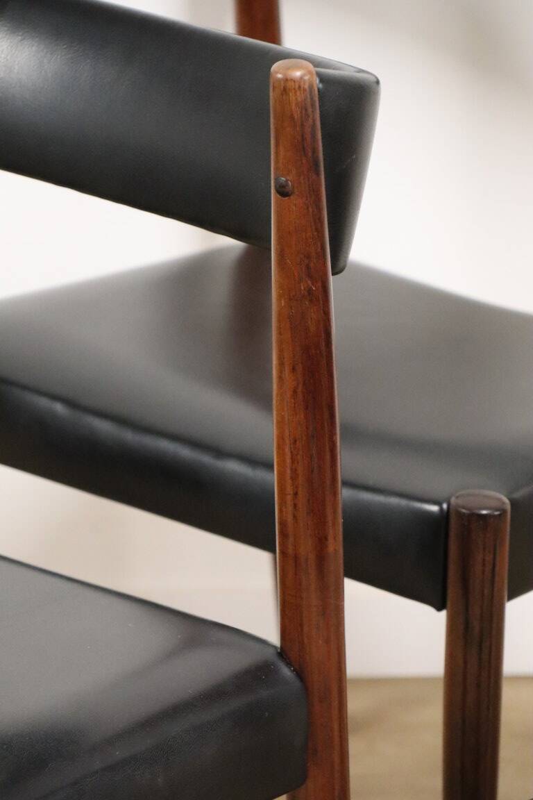 Set of 4 Scandinavian Danish chairs in rosewood and skai, 1960